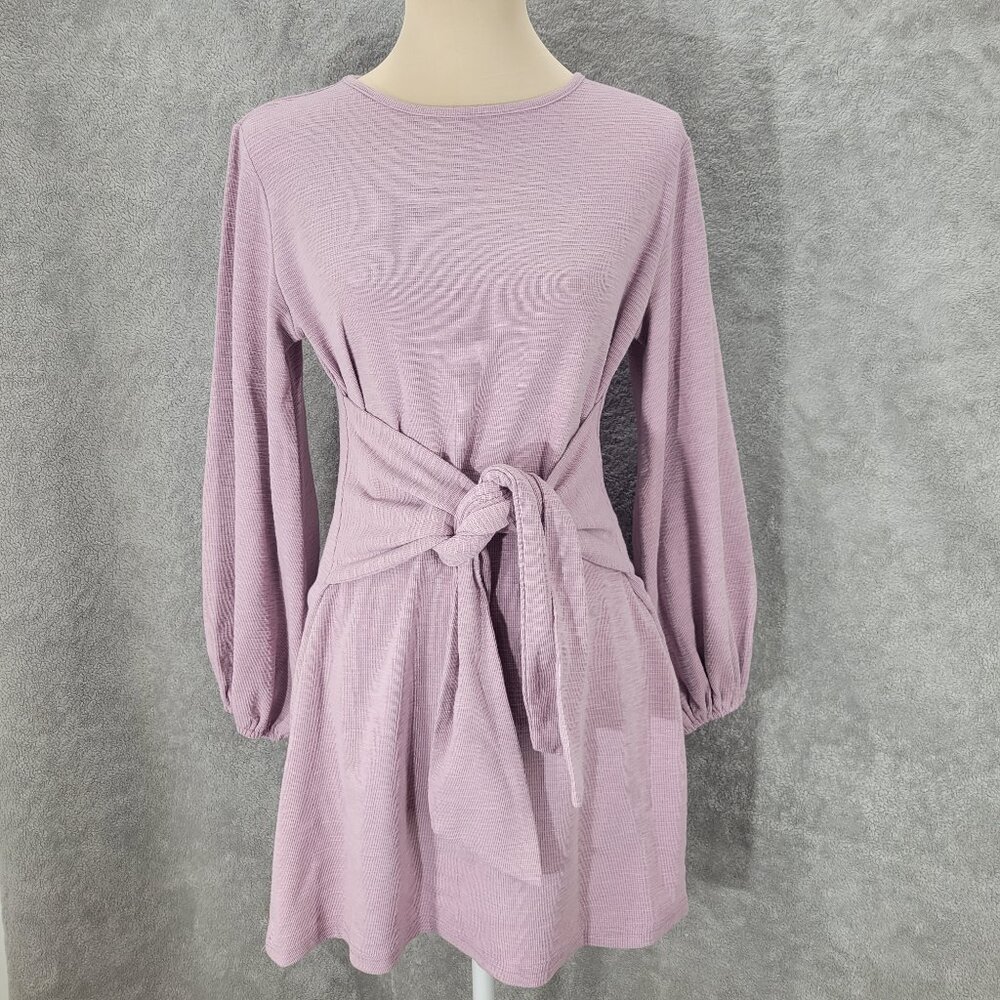 R. Vivimos- Lantern Sleeve Mini Pencil Knit Dress w/ Tie Front Sz XL (16/18)